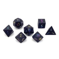 Black Obsidian Raised Holographic 7 Piece Gemstone Dice Set