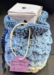 Bandty Crochet: Dice Bag (Large)  - Dragon Egg - Blue/White