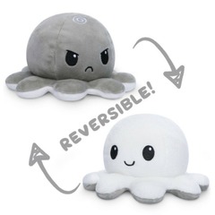 TEETURTLE: REVERSIBLE OCTOPUS MINI PLUSH - WHITE SPARK & GRAY