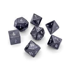 Hematite 7 Piece RPG Dice Set Gemstone