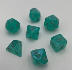 TEG - 7 Aqua w/ Silver Glitter Mini Polyhedral Dice