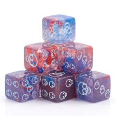 TEG - 12 Purple & Red w/ Silver Marbled Skull D6 Dice