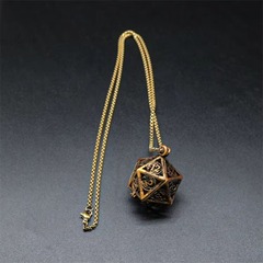 TEG - Bronze Dragon D20 Locket Necklace w/ Mini Metal Polyhedral Dice