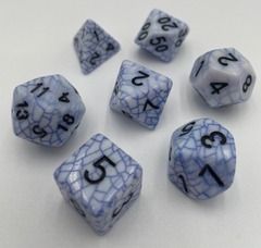 TEG - 7 White & Blue w/ Black Web Polyhedral Dice