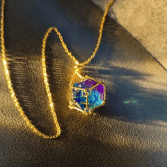 TEG - Blue & Green w/ Gold D20 Necklace