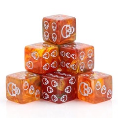 TEG - 12 Orange & Red w/ Silver Marbled Skull D6 Dice