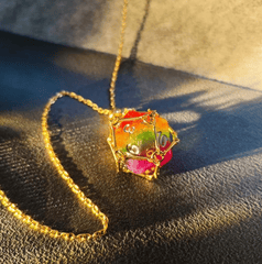 TEG - Rainbow w/ Gold D20 Necklace