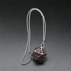 TEG - Pewter & Red Dragon D20 Locket Necklace w/ Mini Metal Polyhedral Dice