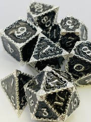 TEG - 7 Smoke w/ Silver Chained Dragon Metal Polyhedral Dice