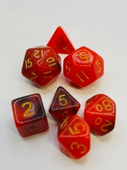 TEG - 7 Black & Orange w/ Gold Marbled Mini Polyhedral Dice