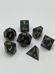 TEG - 7 Green w/ Gold Kaleidoscope Polyhedral Dice
