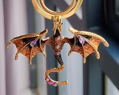 TEG - Metal Dragon Keychain - Gold w/ Black