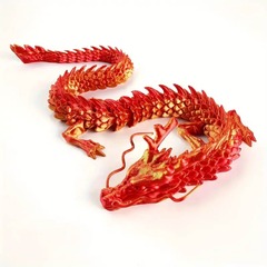 3D Printed Dragon - Gold & Red