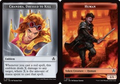 Chandra, Dressed to Kill Emblem (0024) // Human (0014) Double-Sided Token - Foil