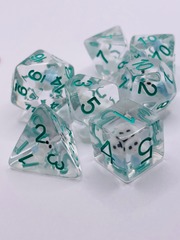 TEG - 7 Clear w/ Teal Cat Polyhedral Dice