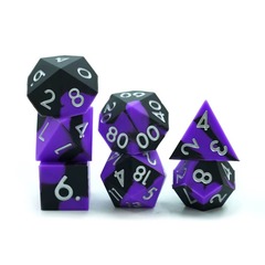 TEG - 7 Black & Purple w/ Silver Silicone Polyhedral Dice