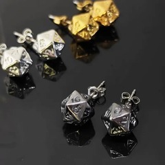 D20 Stud Earrings - Gunmetal