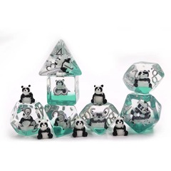 TEG - 7 Clear w/ Silver Panda Polyhedral Dice