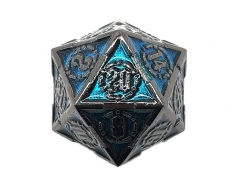 Old School 22mm D20 Metal Die: Knights of the Round Table - Turquoise with black