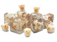 Old School 7 piece DnD RPG Dice Set: Sheep
