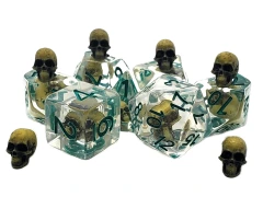Old School Dice: Infused - Skull Yellow with Teal