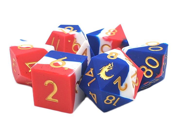 Old School Dice: Silicone - Red, White & Blue