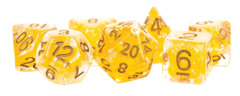 16mm Resin Poly Dice Set: Pearl Citrine with Copper Numbers (7)