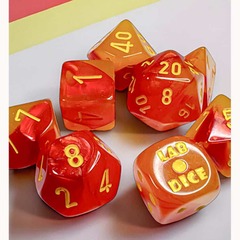 7 Lab Dice (Series 8): Gemini Gellow-Red With Yellow Luminary