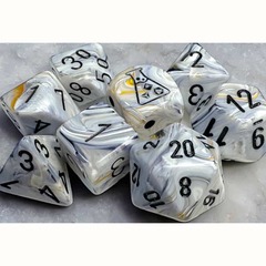 7 Lab Dice (Series 8): Marble Calcite With Blue