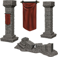 WizKids Deep Cuts Unpainted Miniatures  W11 Pillars & Banners