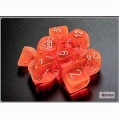 7CT LAB DICE (SERIES 7): TRANSLUCENT NEON ORANGE WITH WHITE