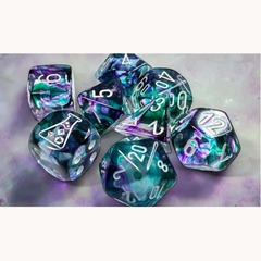 7 Lab Dice (Series 8): Nebula Fluorite With White