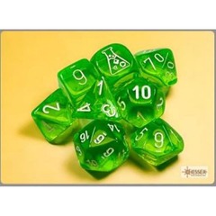 Lab Dice 7: Translucent Polyhedral Rad Green/white 7-Die Set (with bonus die) CHX30062