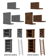 Wizkids Unpainted Mini - Bookcases N Ladder