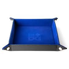 Velvet Folding Dice Tray with Leather Backing: 10in x 10in Blue