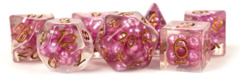 Pearl Resin 16mm Poly Dice Set : Pink /Copper Numbers (7)