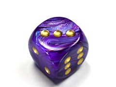 Lustrous® 30mm w/pips Purple/gold d6 DL3097