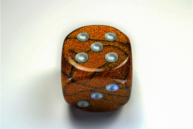 Glitter 50mm w/pips Gold/silver d6  DR5003
