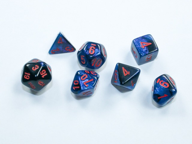 Gemini® Mini-Polyhedral Black-Starlight™/red 7-Die Set 20658