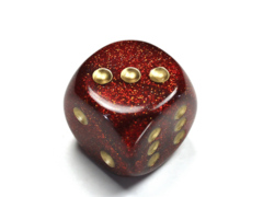Glitter 30mm w/pips Ruby/gold d6 DR3004