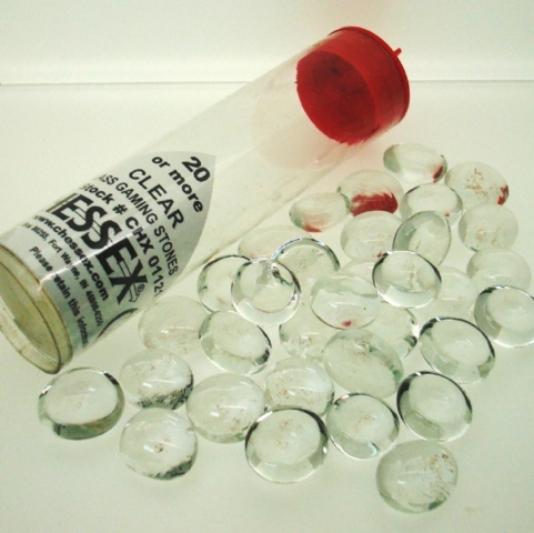 4 Tube of Clear Glass Gaming Stones