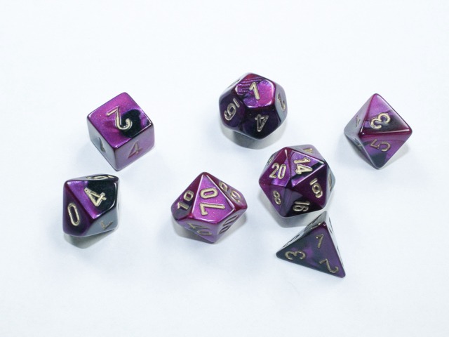 Gemini® Mini-Polyhedral Black-Purple/gold 7-Die Set 20640