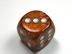 Glitter 30mm w/pips Gold/silver d6 DR3003