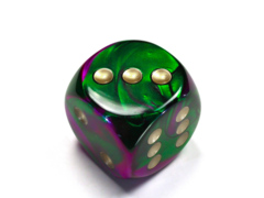 Gemini® 30mm w/pips Green-Purple/gold d6 DG3034