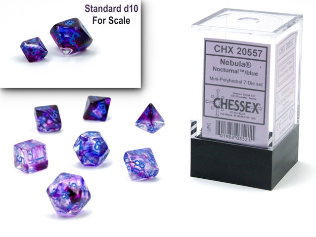 Nebula® Mini-Polyhedral Nocturnal™/blue Luminary™ 7-Die Set  20557