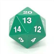 Spindown d20 dice, 30mm - Green