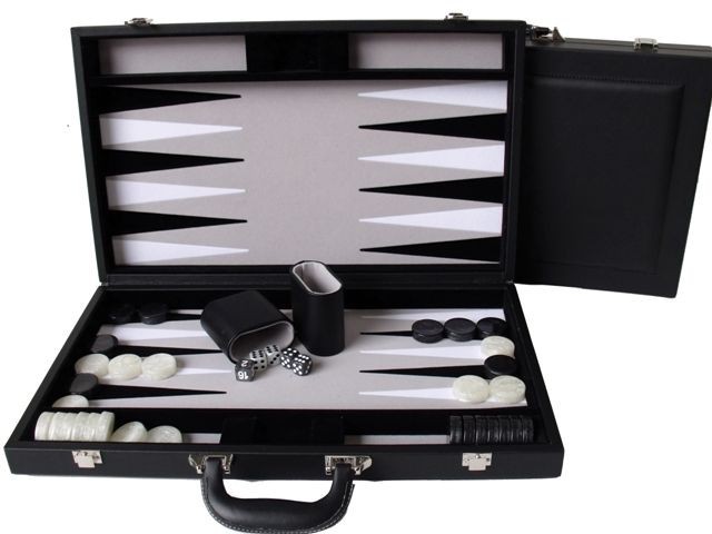 Black Backgammon 18 PU Leather