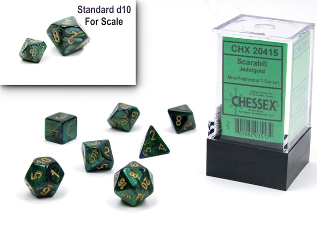 Scarab® Mini-Polyhedral Jade/gold 7-Die Set 20415