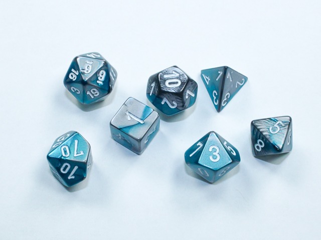 Gemini® Mini-Polyhedral Steel-Teal/white 7-Die Set 20656