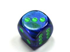 Lustrous® 30mm w/pips Dark Blue/green d6